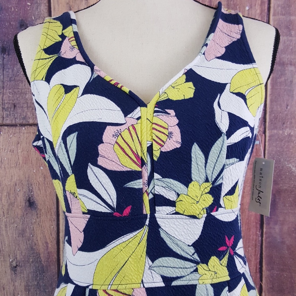 Maison Jules Navy Print Dress